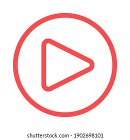 Play bubble button color icon. Music reproduction badge. Media element thin line customizable illustration. Contour silhouette symbol. Vector isolated outline drawing