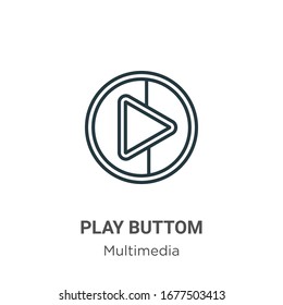 Play buttom outline vector icon. Thin line black play buttom icon, flat vector simple element illustration from editable multimedia concept isolated stroke on white background