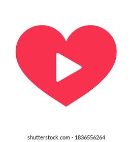 The play button above the red heart shape Valentines day love ideas.