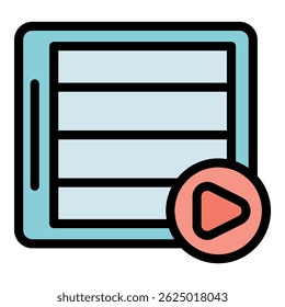 Play button is activating video playback on a digital device, symbolizing multimedia content and entertainment