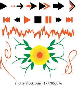 Play Button Arrows Flower Elements Design