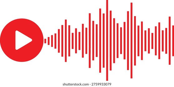 Play button with audio waveform visualizing sound recording or playback Vector
