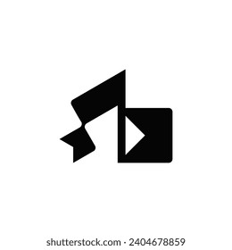 Play button B letter logo accompanied by modern and simple style flag