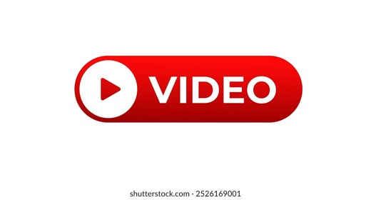 Ícone do banner do botão Reproduzir. Símbolo de botão vermelho de reprodução.