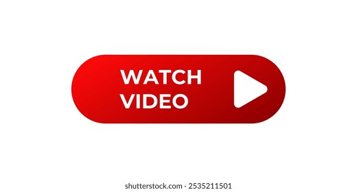 Play button banner icon. Red play button symbol.