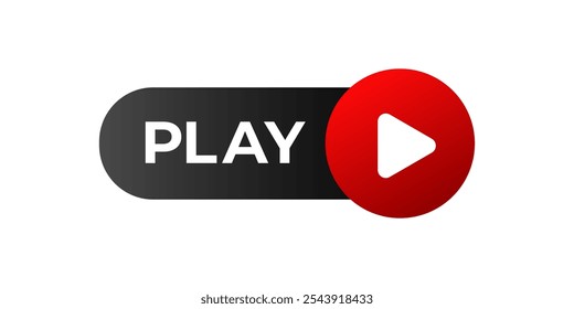 Play button banner icon. Red play button symbol.