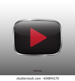 the play button black red color Icon Isolated Background