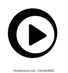 play button, black and white, vector illustration 