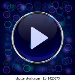 Play button. Blue 3d icon. Vector illustration