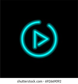 Play Button blue glowing neon ui ux icon. Glowing sign logo vector