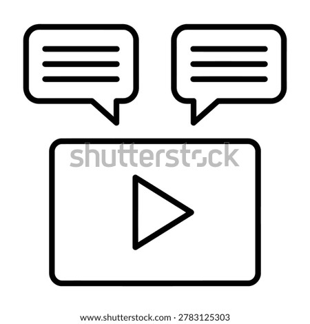 Play button with chat bubbles icon dialogue communication streaming internet interface illustration isolated