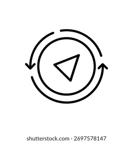 Juega al Botón con la ilustración de flechas circulares en blanco y negro: símbolo estilizado para repetir, actualizar y Bucle continuo