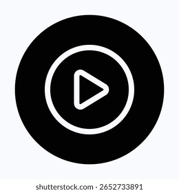 Play Button Circular Icon For User Interface, Isolated Vector Icon.