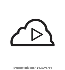 Play Button Cloud Multimedia Vector Icon Illustration