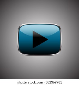 the play button color aquamarine Icon Isolated Background
