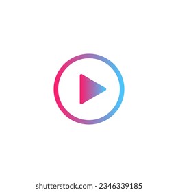 Play button with color gradient line vector icon