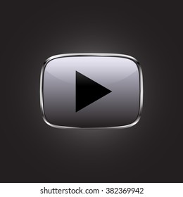 the play button color gray Icon Isolated Background