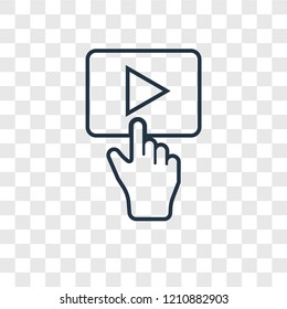 Play button concept vector linear icon isolated on transparent background, Play button concept transparency concept in outline style