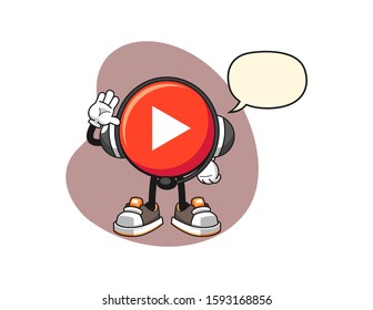 Play button costumer cervices with speech bubble cartoon. Mascot Character vector.