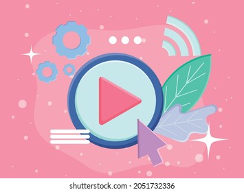 play button with cursor of digital marketing theme
