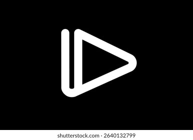 play button with D letter, play vector design, letters D play design, Play button for media app logo design with initial letter D line logo, audio and video editor logo. 