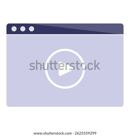 Play button displayed on video player in simple browser window, representing online video streaming