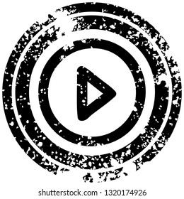 play button distressed icon symbol