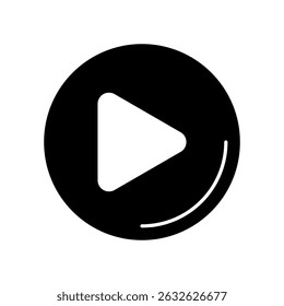 Play Button Fill Icon. Black and White Play Button Symbol