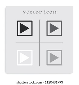 Play button flat black and white vector icon.