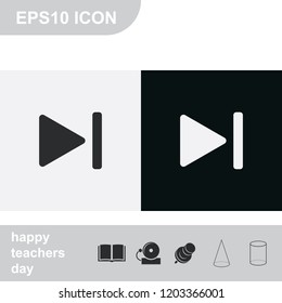 Play button flat black and white vector icon. Media player control sign.