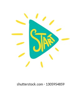 Play button flat color vector illustration
