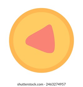 Play button in flat design. Circle sign with arrow for player interface. Vector illustration isolated.