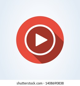 play button flat style. Vector illustration icon isolated on white background.