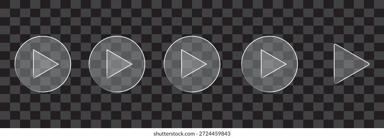 Juega el Vector Video de cristal del icono del Botón. Botones de cristal transparente del símbolo del fondo. Ilustración vectorial.