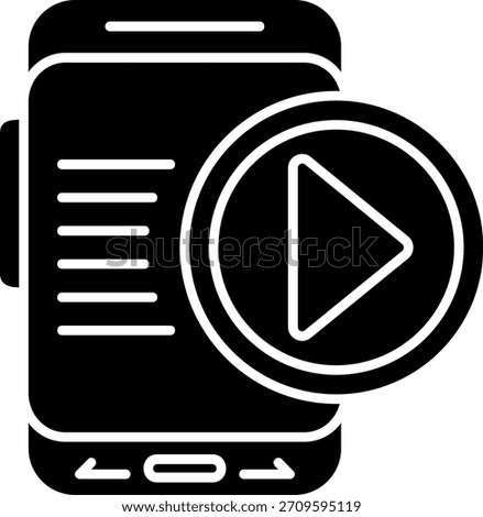 Play Button Glyph Style Icon Design