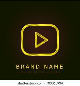 Play button golden metallic logo