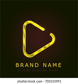 Play Button golden metallic logo