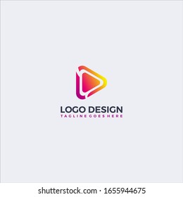 play button gradient color icon design template 