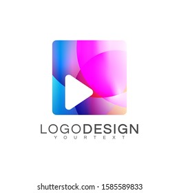 play button gradient logo. vector design colorful.
