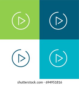 Play Button green and blue material color minimal icon or logo design