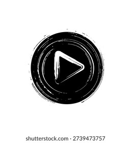 play button grunge vector on white
