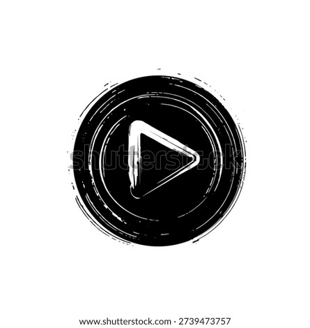play button grunge vector on white