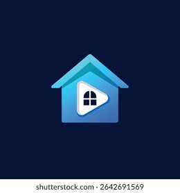 play button house abstract logo modern style