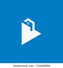 Botón Reproducir con la plantilla vectorial de diseño del logotipo de la casa