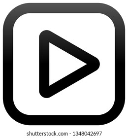 Play button icon - black classic gradient outline, isolated - vector illustration