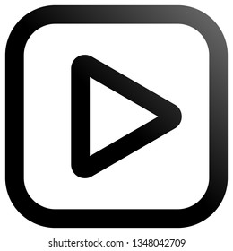 Play button icon - black classic gradient outline, isolated - vector illustration