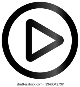 Play button icon - black classic gradient outline, isolated - vector illustration