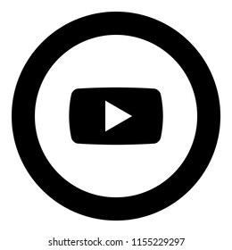 Play button icon black color in round circle