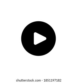 Play Button icon is black on a transparent background. Vector round symbol audio and video player