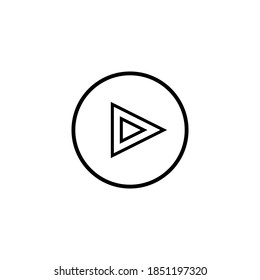 Play Button icon is black on a transparent background. Vector round symbol audio and video player
